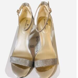 Bandolino Women's BDMadia Gold Glitter Pumps Dress Sandals Shoes 8.5 M